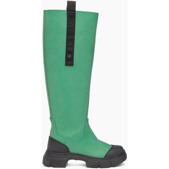 Ganni Rubber Country Boots Size 38 US 8 Kelly Green - Picture 1 of 12